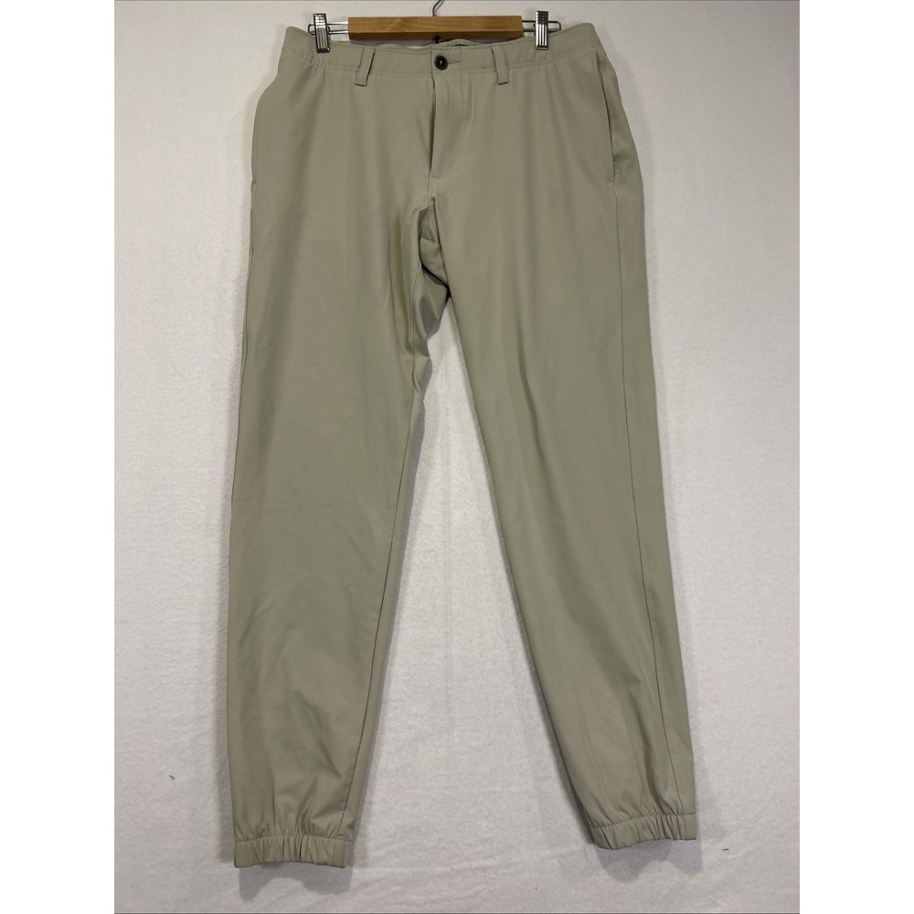 Under Armour Golf Pants Tapered Leg 32x30 Stretch Khaki Elastic Cuff Joggers